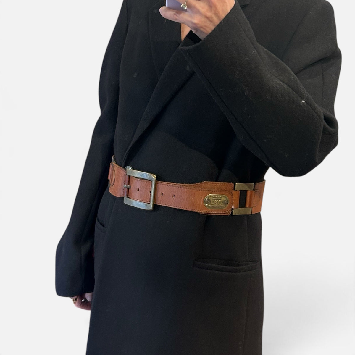 Vintage D&G Brown Leather Statement Belt | Early 2000s