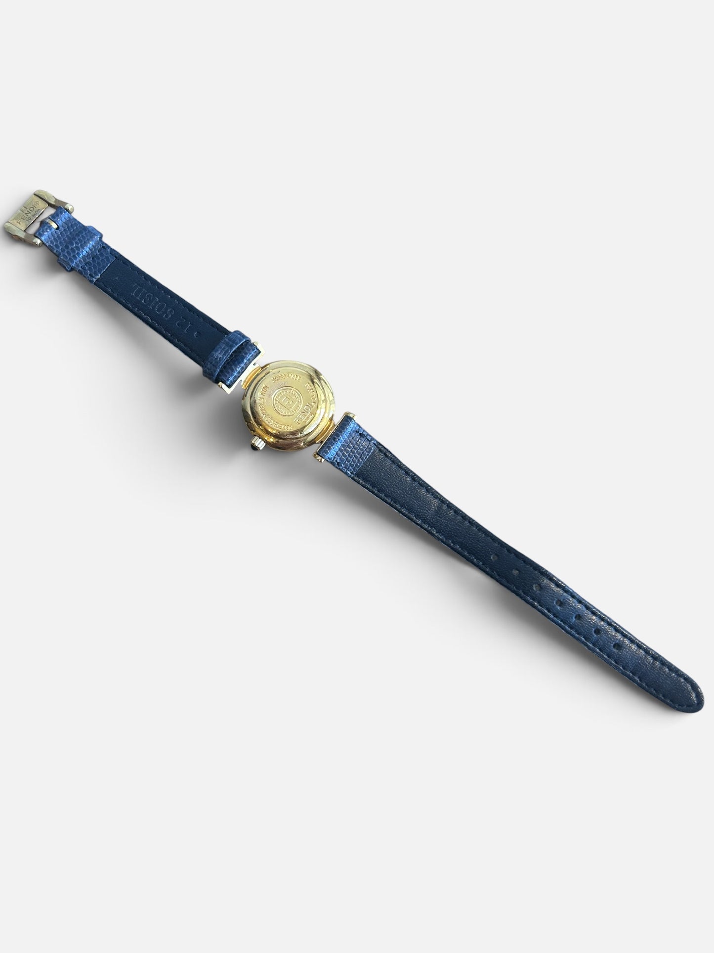 Vintage Fendi Gold Plated Blue Leather Watch| 1990s