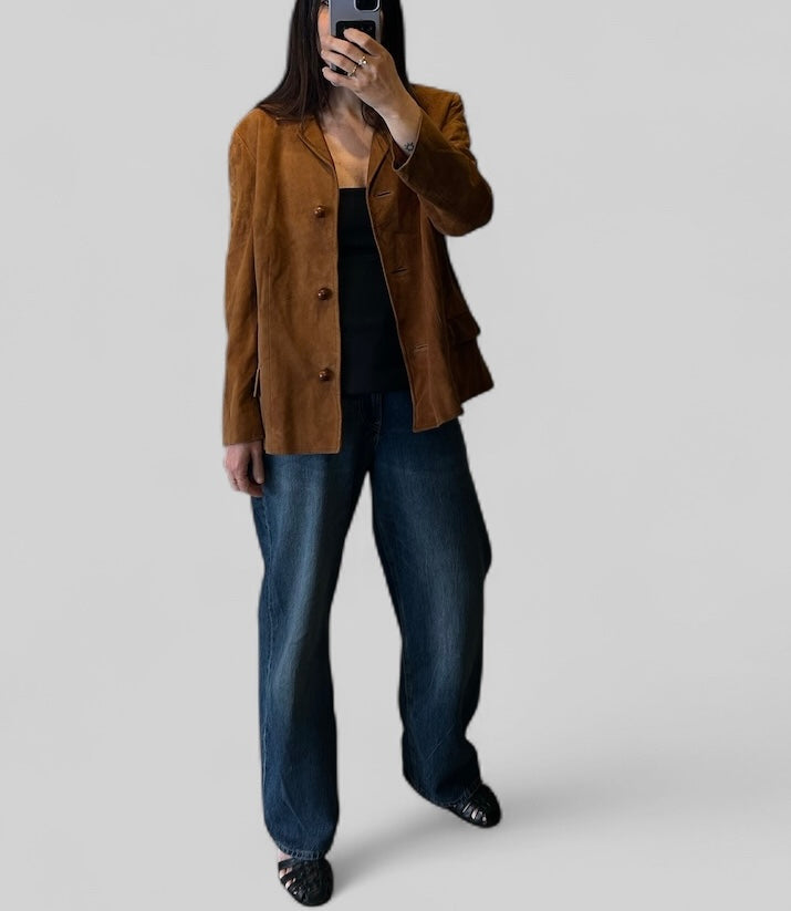 Vintage Suede wood buttons jacket