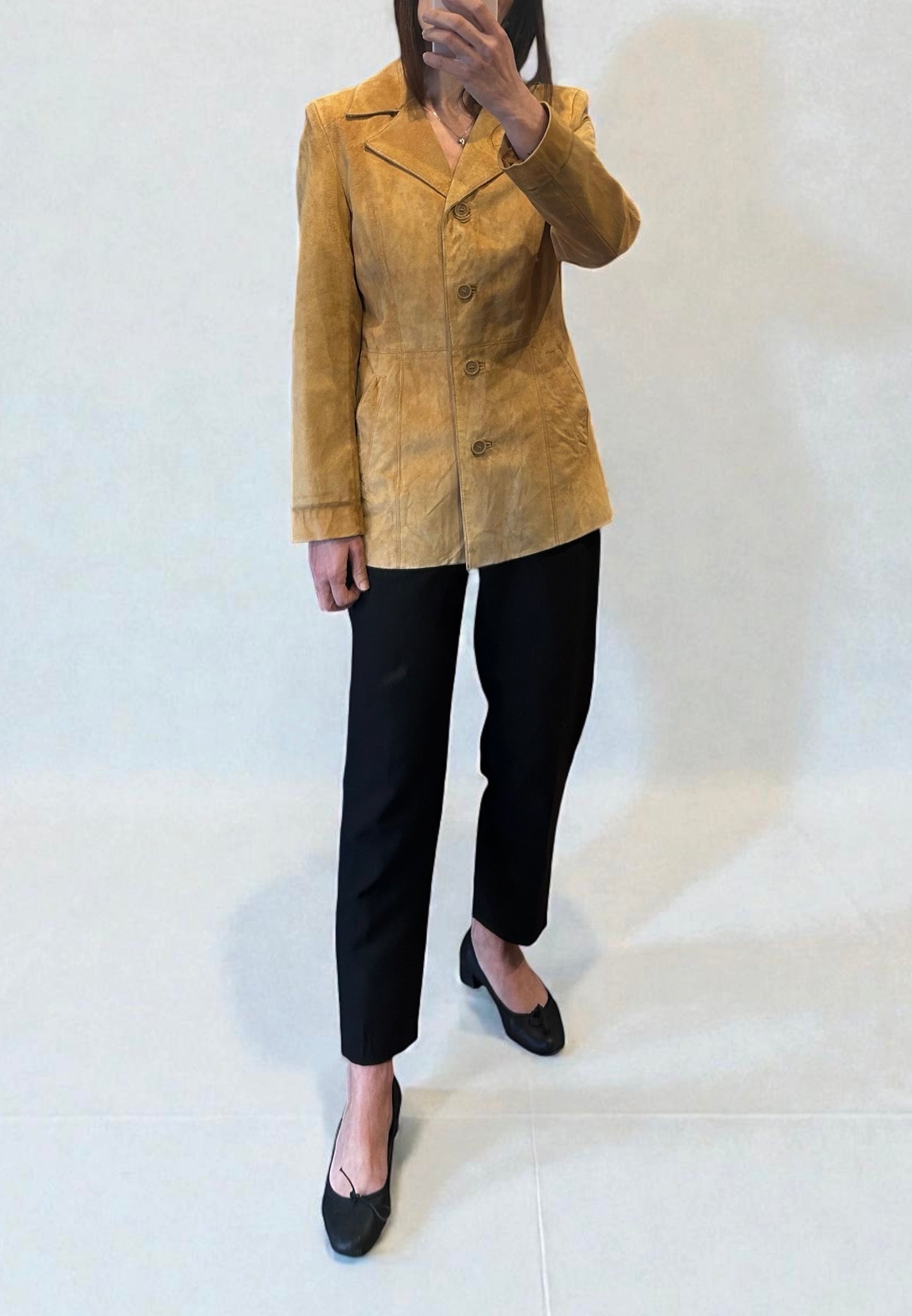 Vintage Suede Leather Jacket | Camel Brown