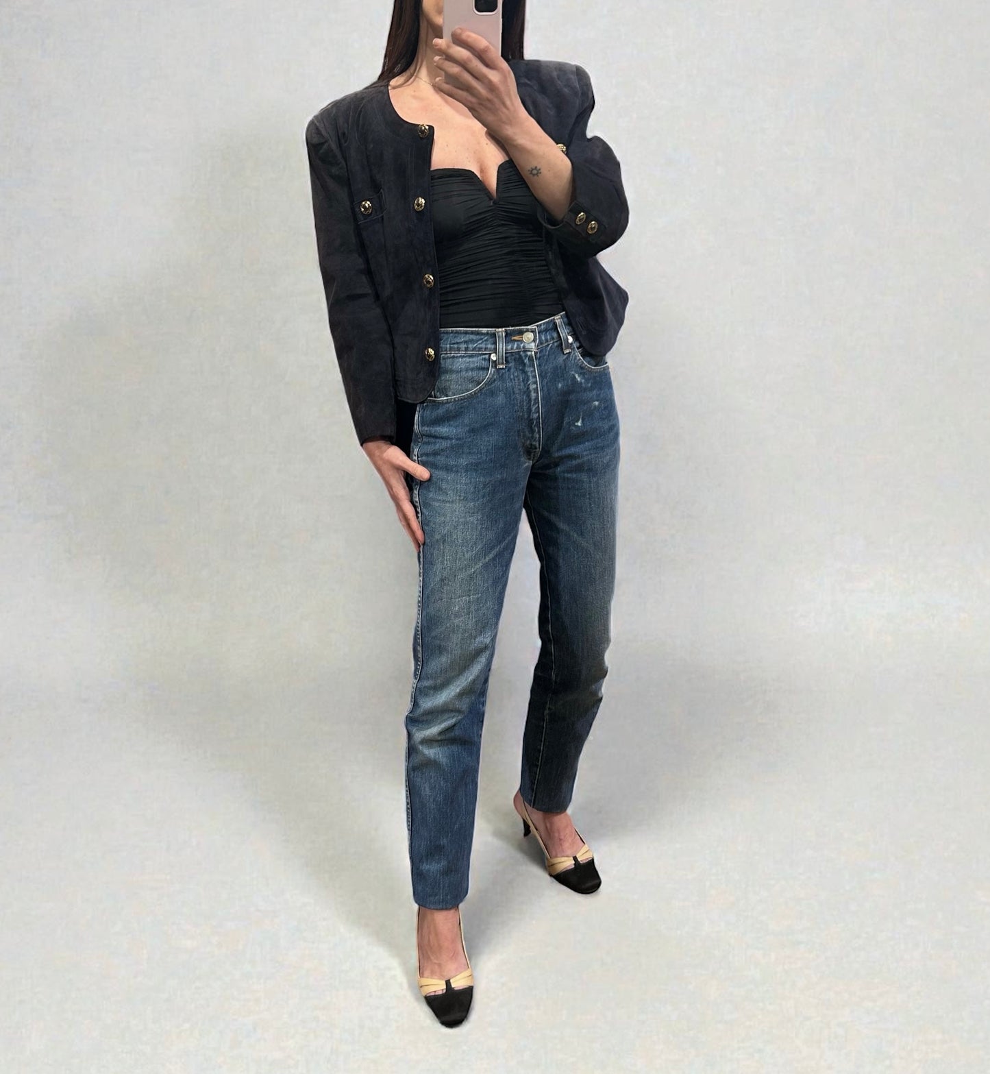 Vintage Cizenne Suede Jacket with Gold Buttons