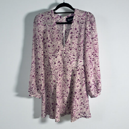 Realisation Par “Kate” Silk Mini Dress In Purple Floral Print | 100% Silk