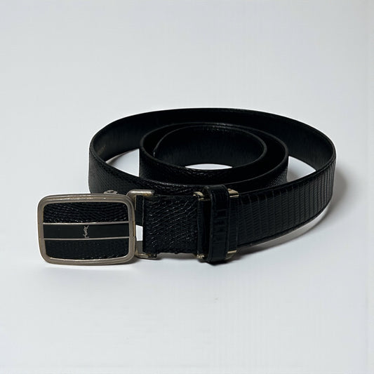Vintage Yves Saint Laurent Black Textured Leather Belt