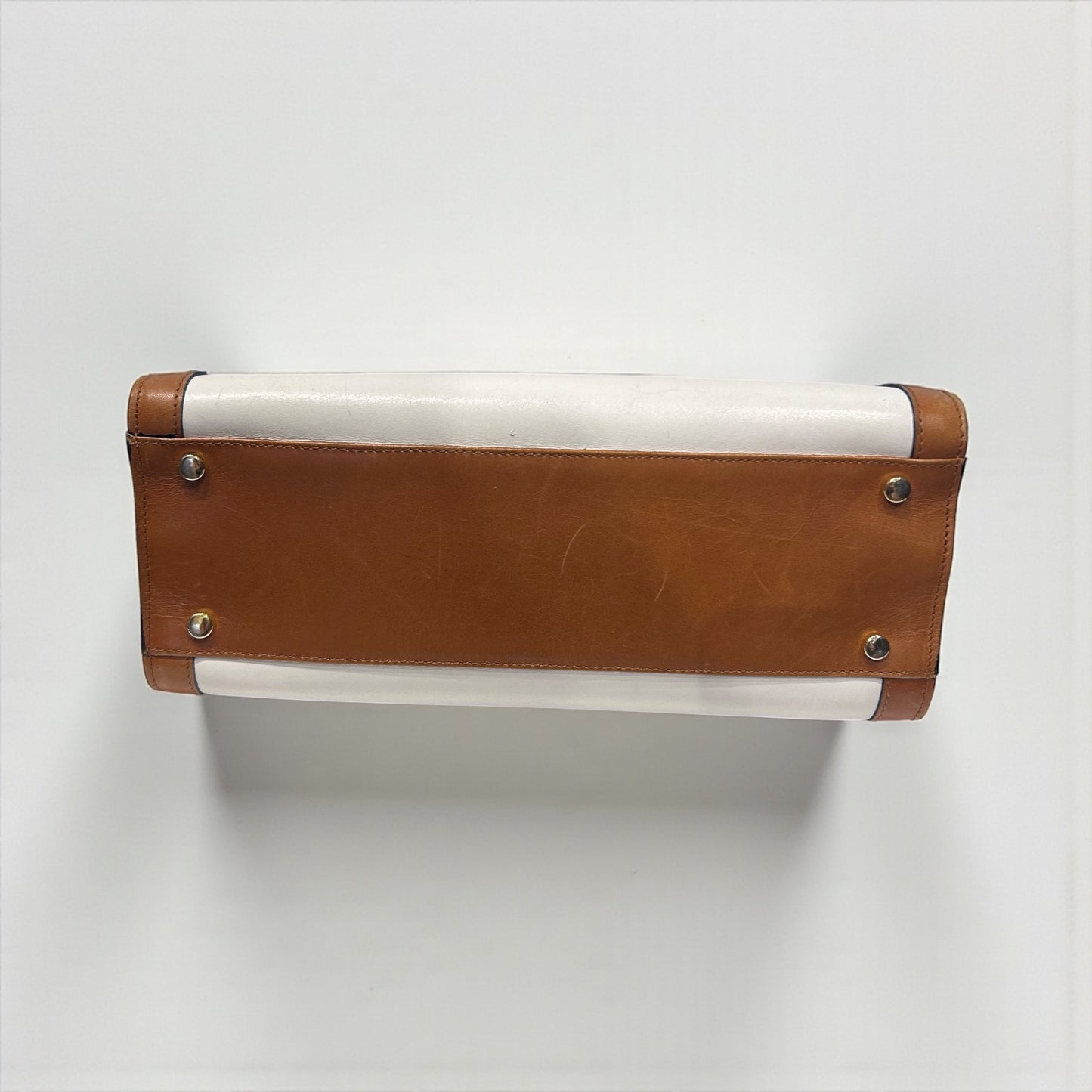 Vintage Celine Leather Shoulder Bag – White & Tan | Late 1990s