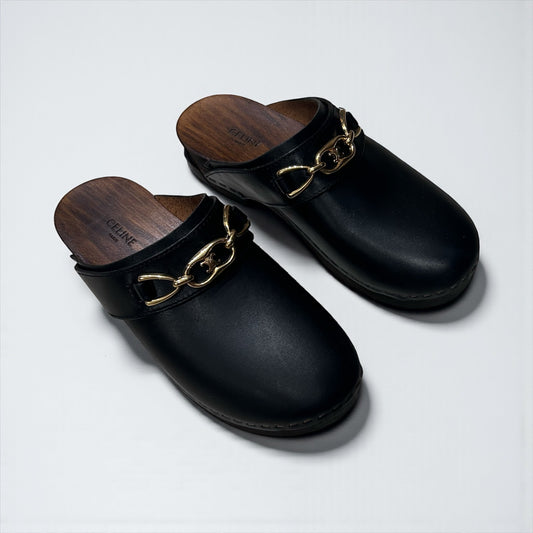 CELINE Les Bois Chain Clogs