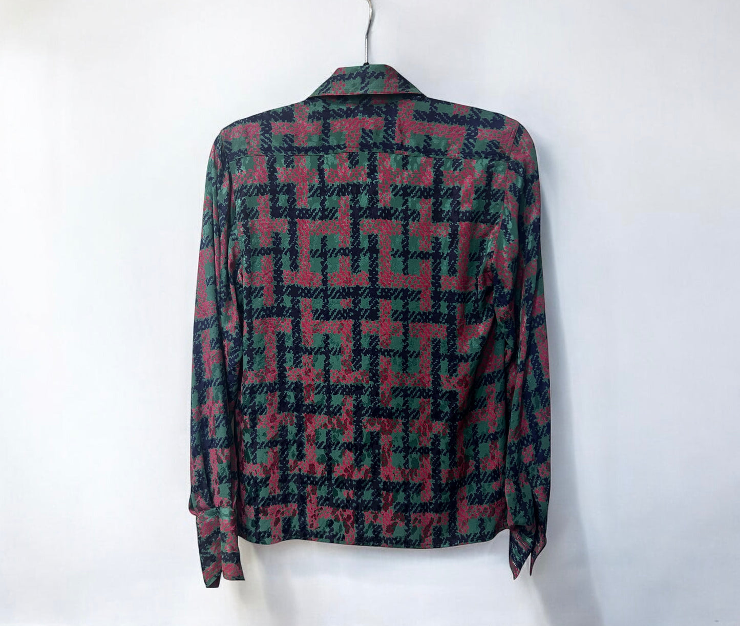 Vintage Gucci Silk Blouse with Abstract Print & Tie Neck