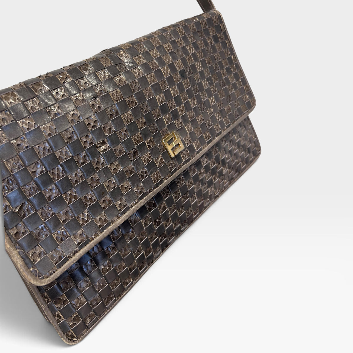 Vintage Fendi Woven Leather Shoulder Bag | Late 1980s