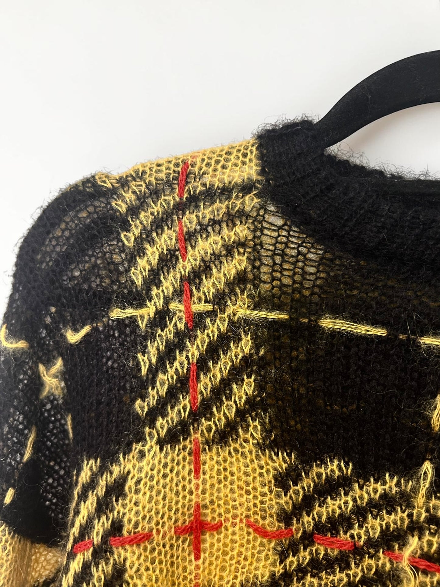Miu Miu Plaid Cropped Mohair Blend Sweater