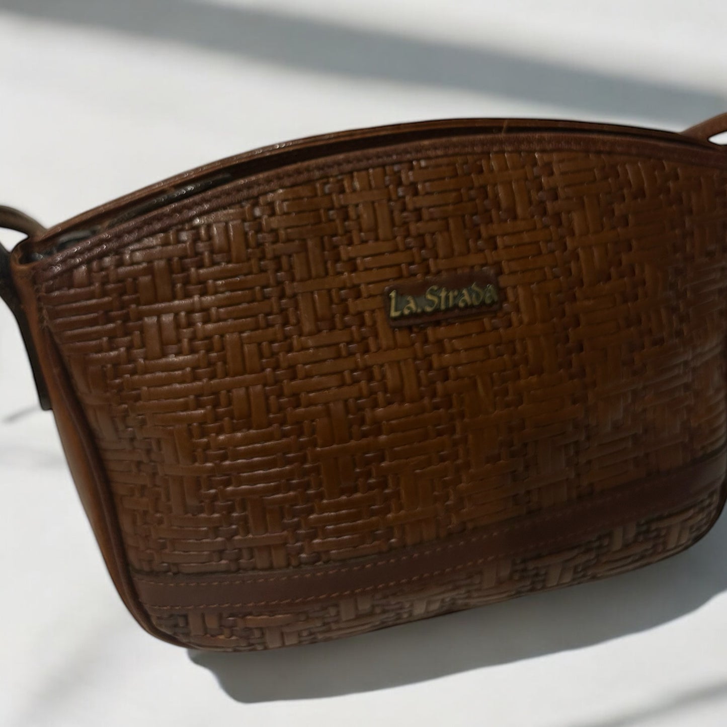Vintage La Strada leather woven bag
