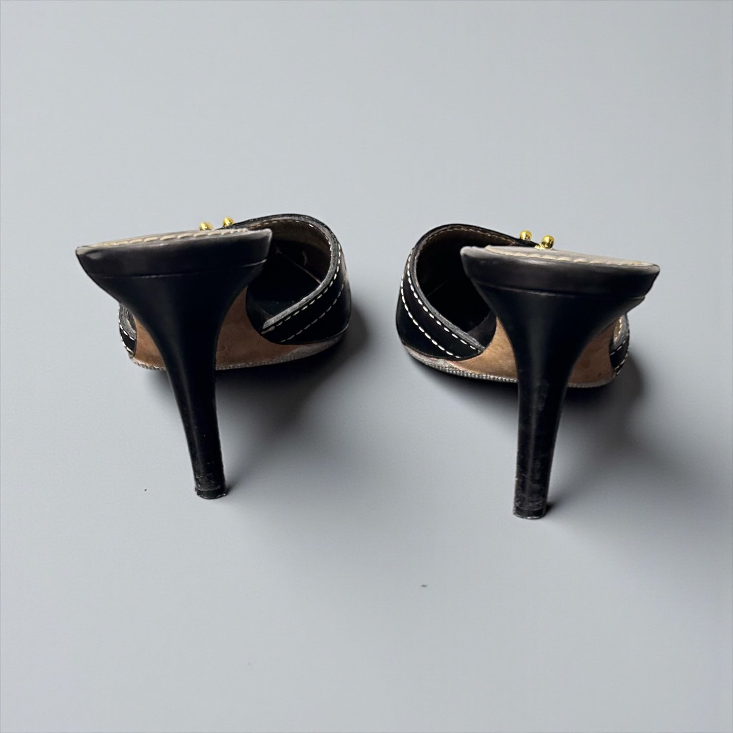 Early 2000s Celine Black Leather Pointed Mules