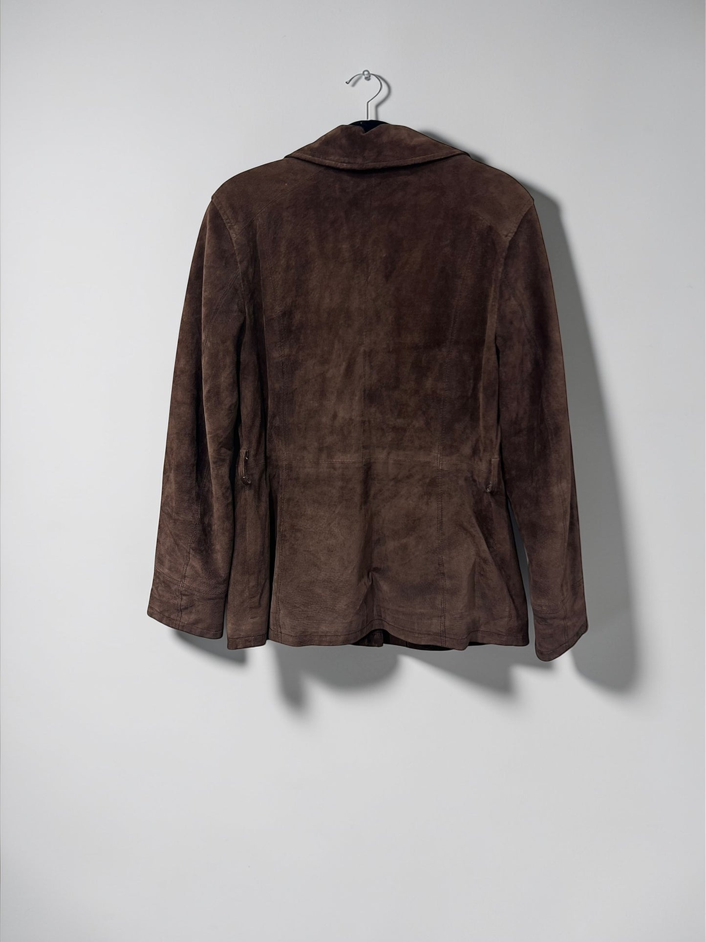 Vintage Brown Suede Belted Leather Jacket – Tailored Fit| Early 2000s