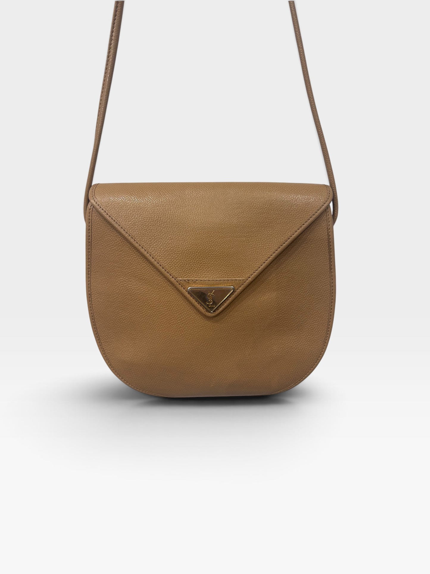 Vintage Yves Saint Laurent Beige Leather Crossbody Bag| 1990s