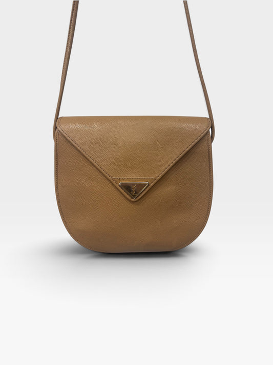 Vintage Yves Saint Laurent Beige Leather Crossbody Bag| 1990s