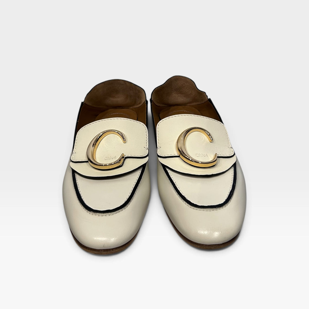 Chloé Cream Leather C Logo Convertible Loafers | 2019