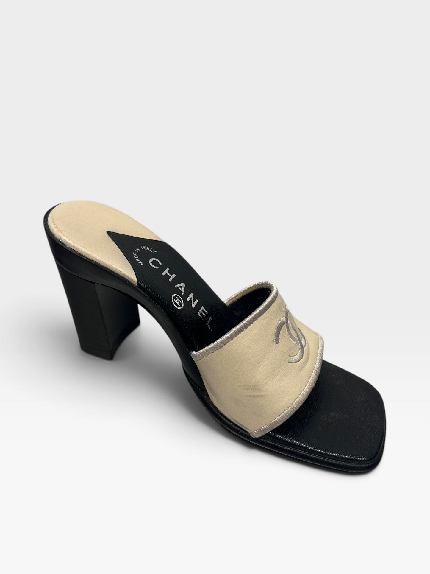 Vintage Chanel Leather Mule Heels | Early 2000s