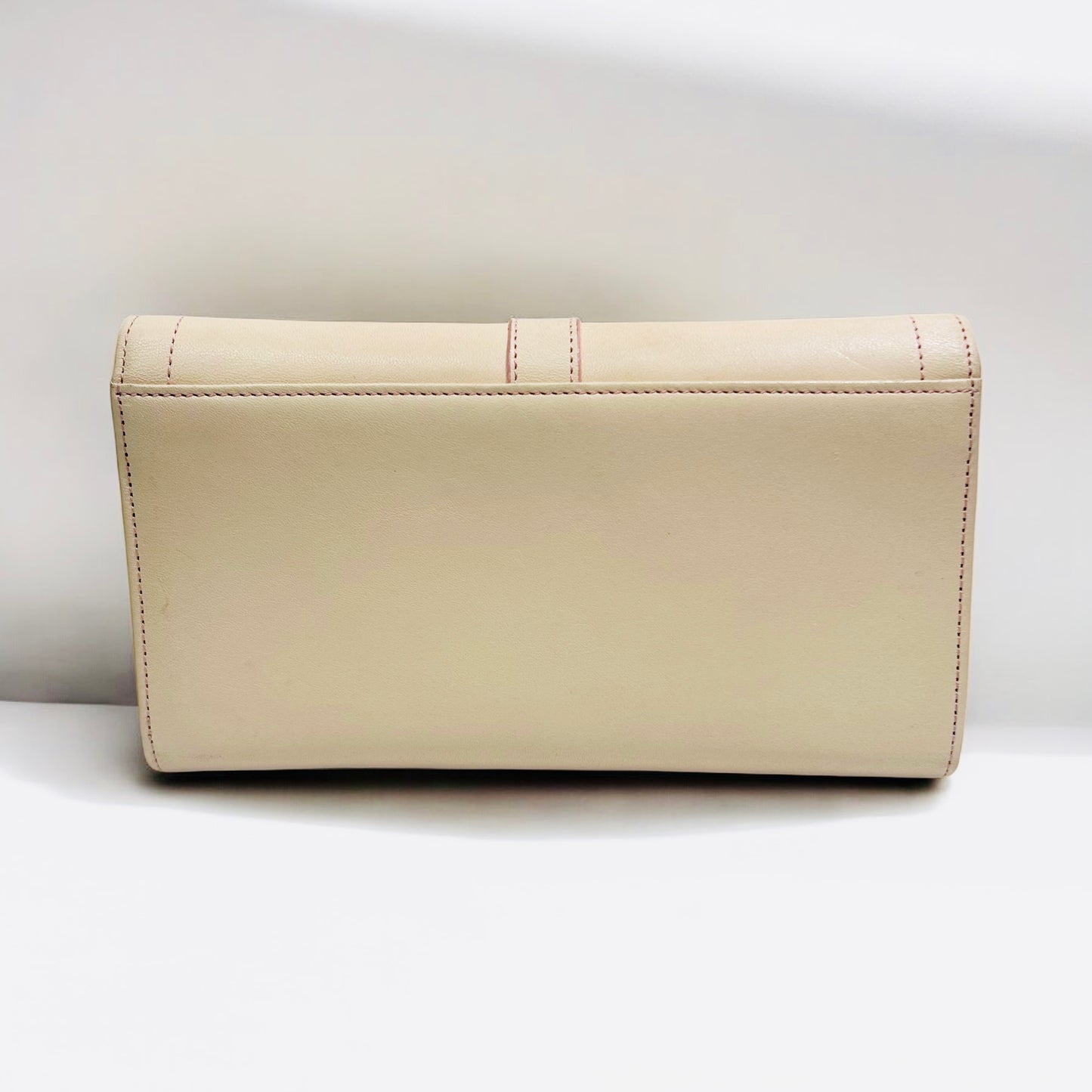 Vintage Furla Beige Leather Wallet with Buckle Detail