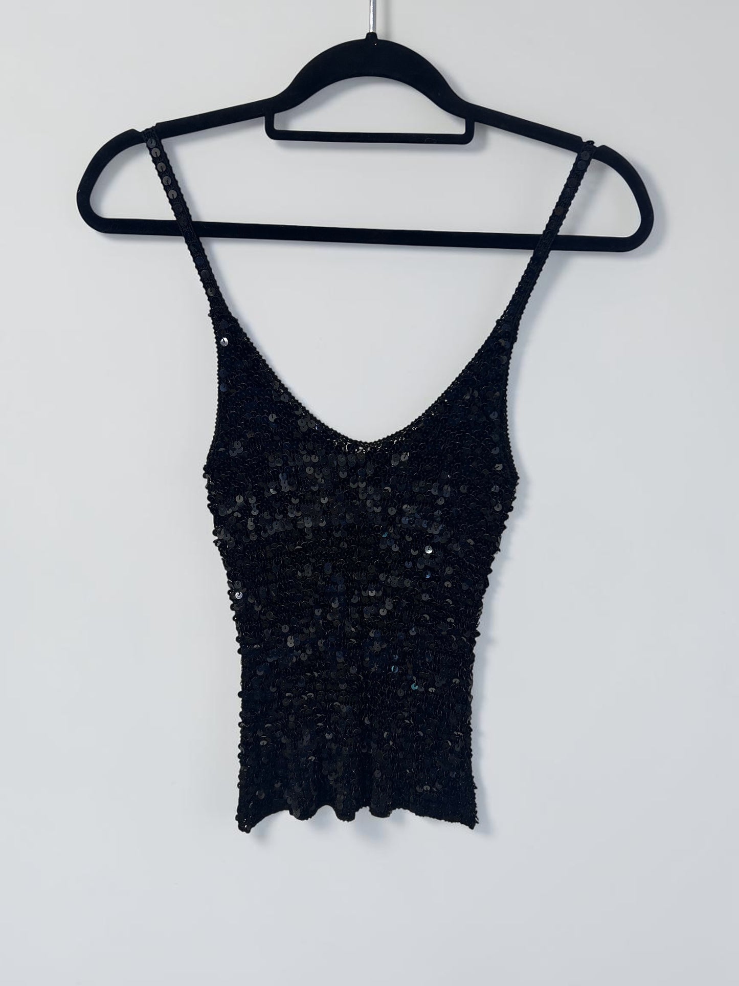 Vintage Handmade Black Sequin Camisole Top| Late 1990s