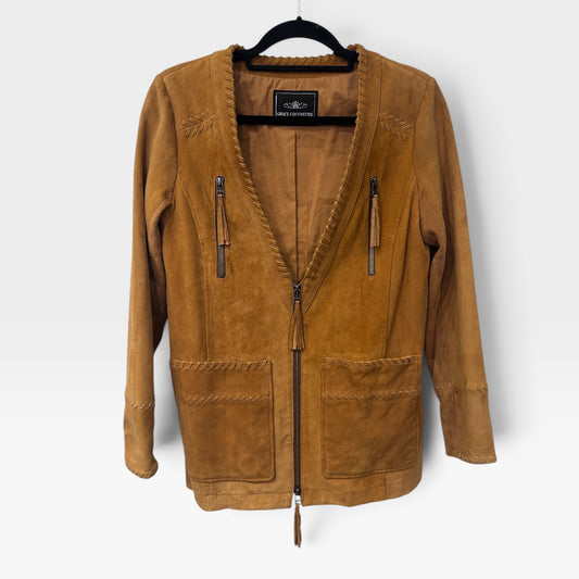 Vintage Grace Continental Camel Suede Jacket | Early 2000s
