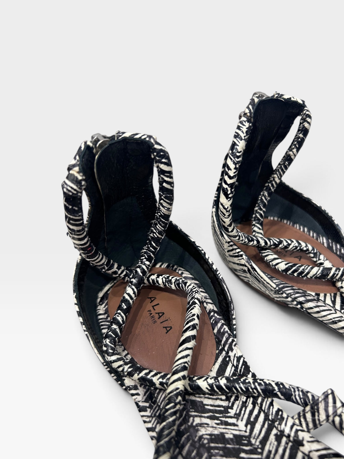 Alaïa Paris Black & White Braided Flat Sandals| 2010