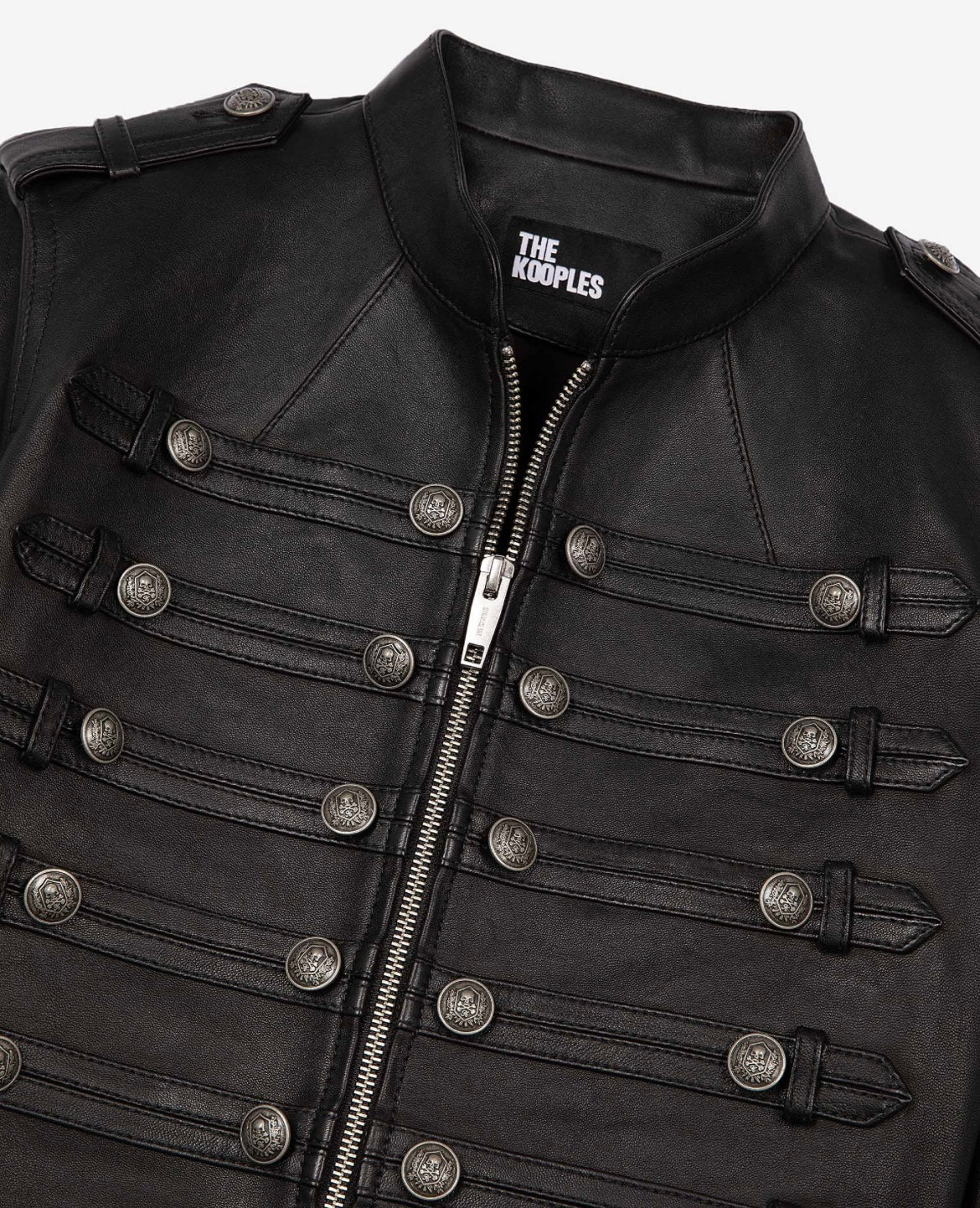 The Kooples Officer-Style Leather Jacket