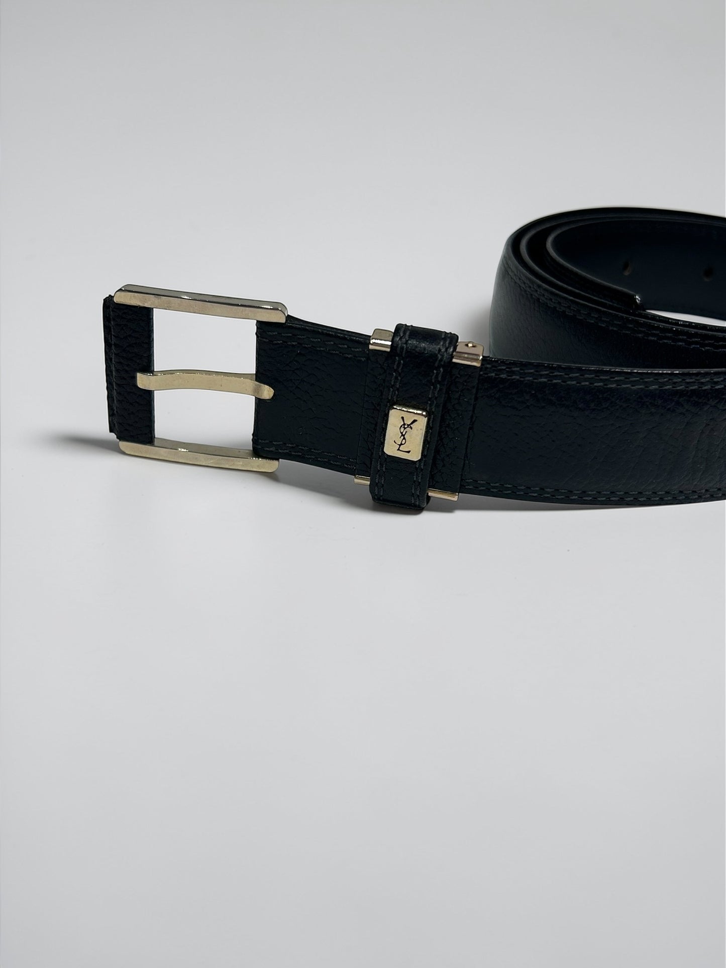 Yves Saint Laurent Black Leather Belt | Early 2000s ,Tom Ford Era