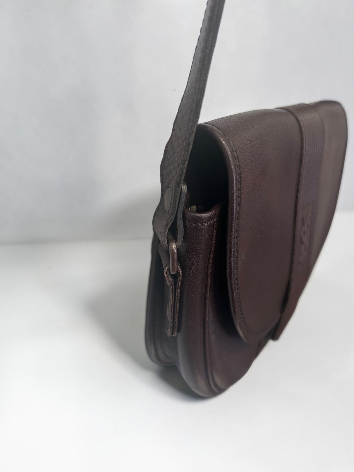 Vintage Yves Saint Laurent Brown Leather Saddle Crossbody Bag|Early 1990s