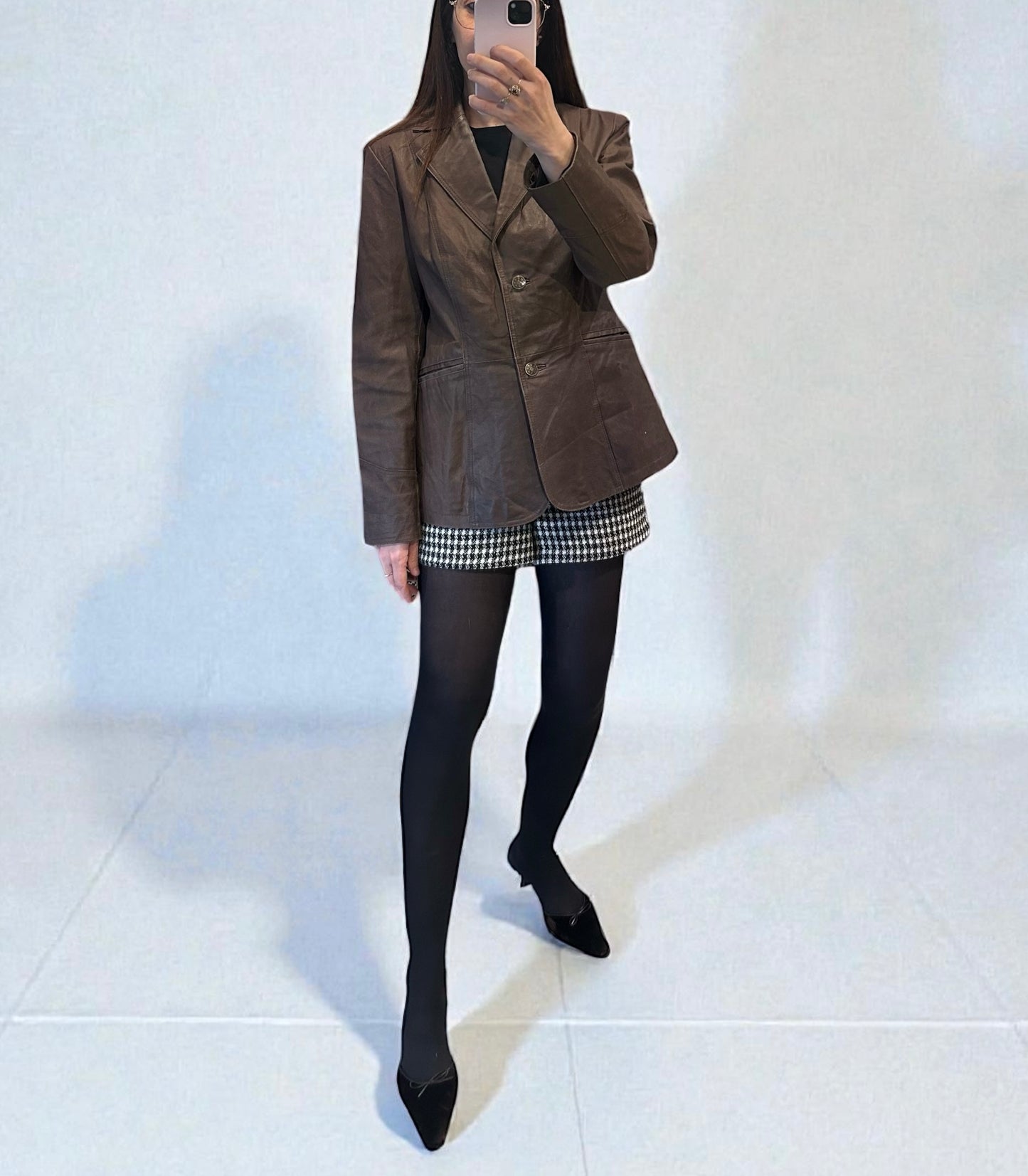 Vintage Chocolate Brown Leather Blazer