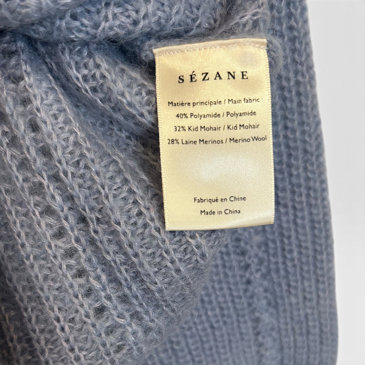 Sézane Blue Openwork Mohair & Merino Sweater