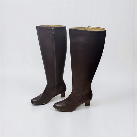 Yves Saint Laurent Brown Leather Knee-High Boots |90׳s