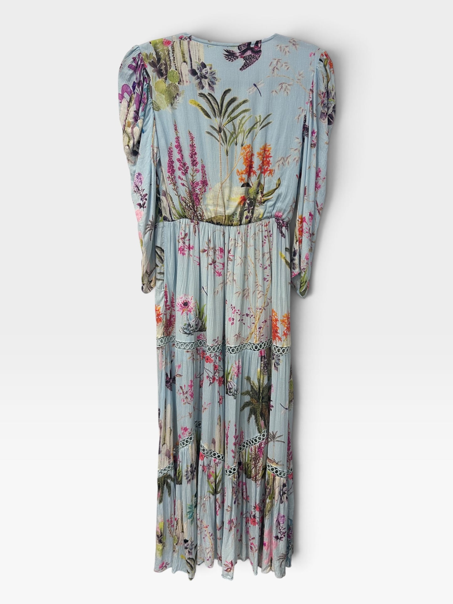 Hemant & Nandita Botanical Print Tie-Front Midi Dress with Sequin Embellishments