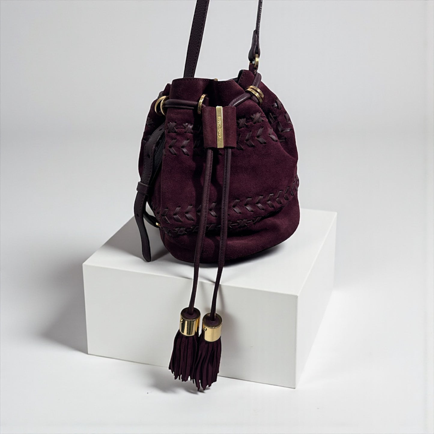 See by Chloé Burgundy Suede Bucket Bag