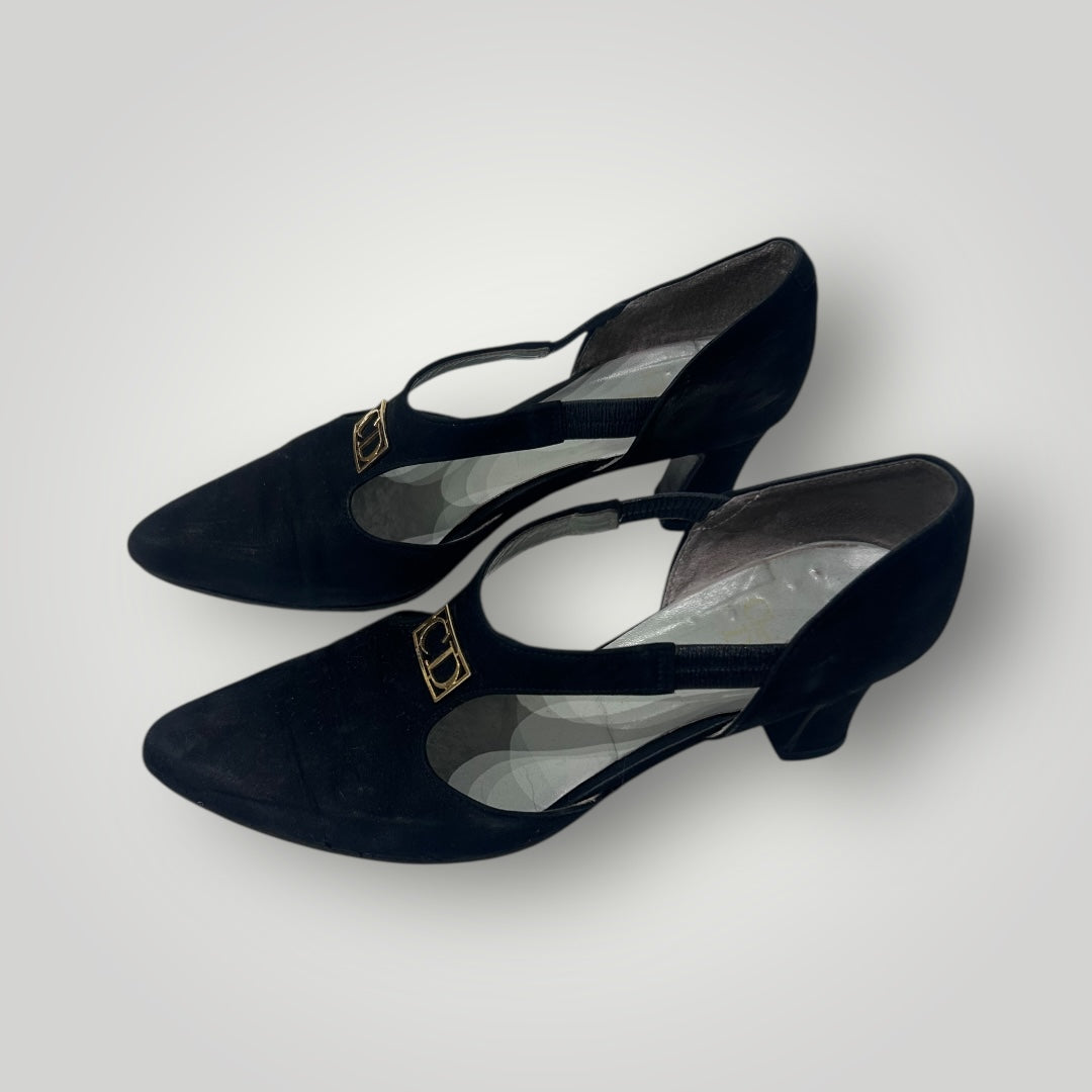Vintage Christian Dior Black Suede CD Pumps | 1990s