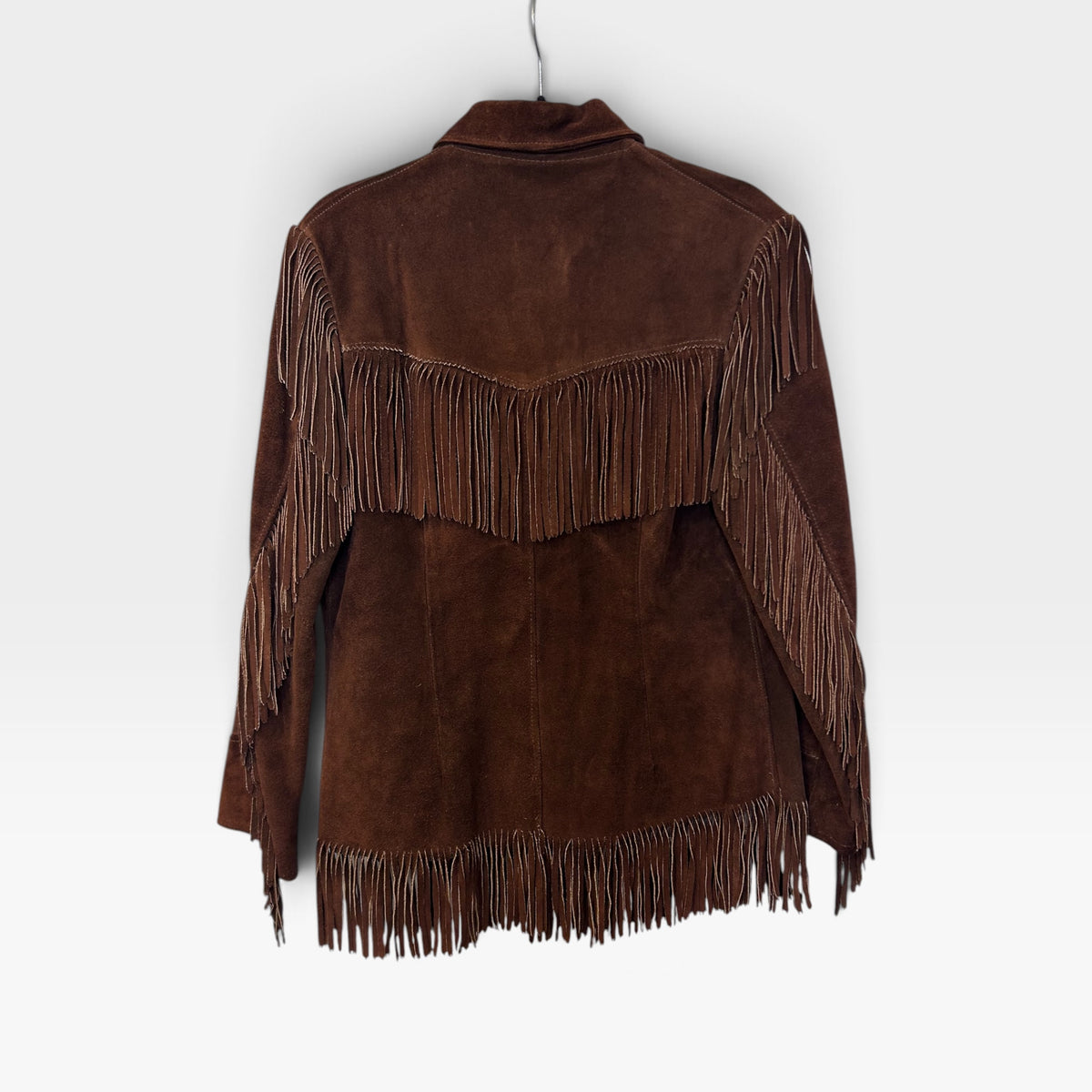 Vintage Tepee Town Brown Suede Fringe Western Jacket | 1960s