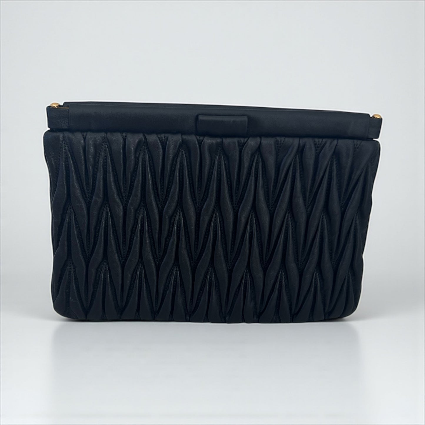 Miu Miu Black Matelassé Leather Clutch Bag