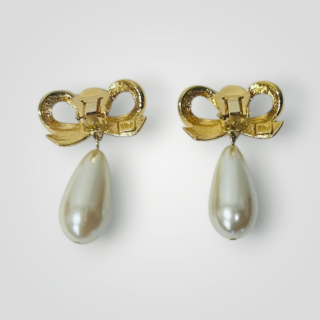 Vintage Gold plated Pearl Clip-On Earrings