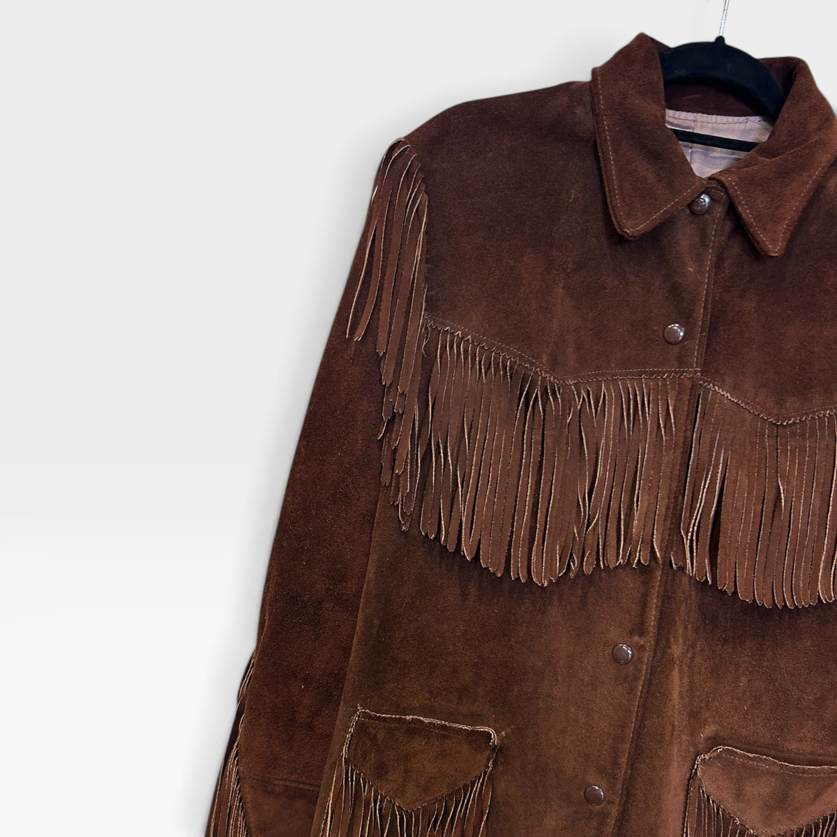 Vintage Tepee Town Brown Suede Fringe Western Jacket | 1960s