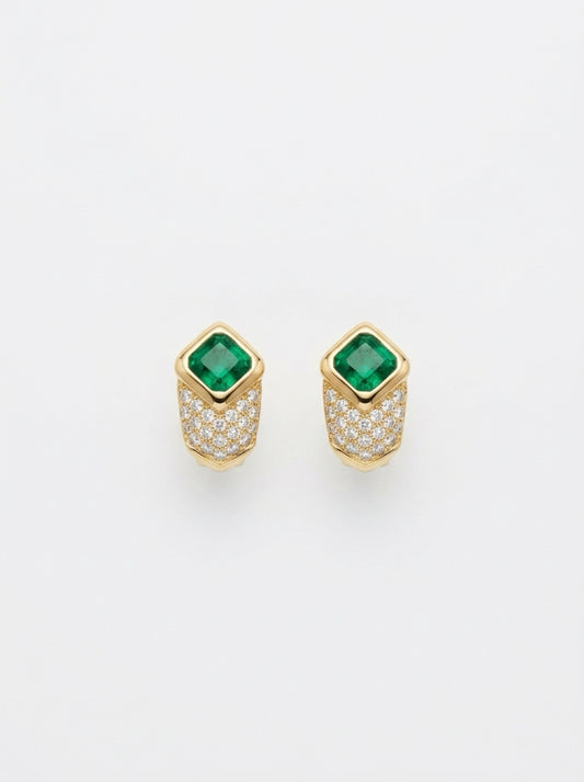 Vintage Nina Ricci Gold-Plated Crystal Clip-On Earrings| 1990s