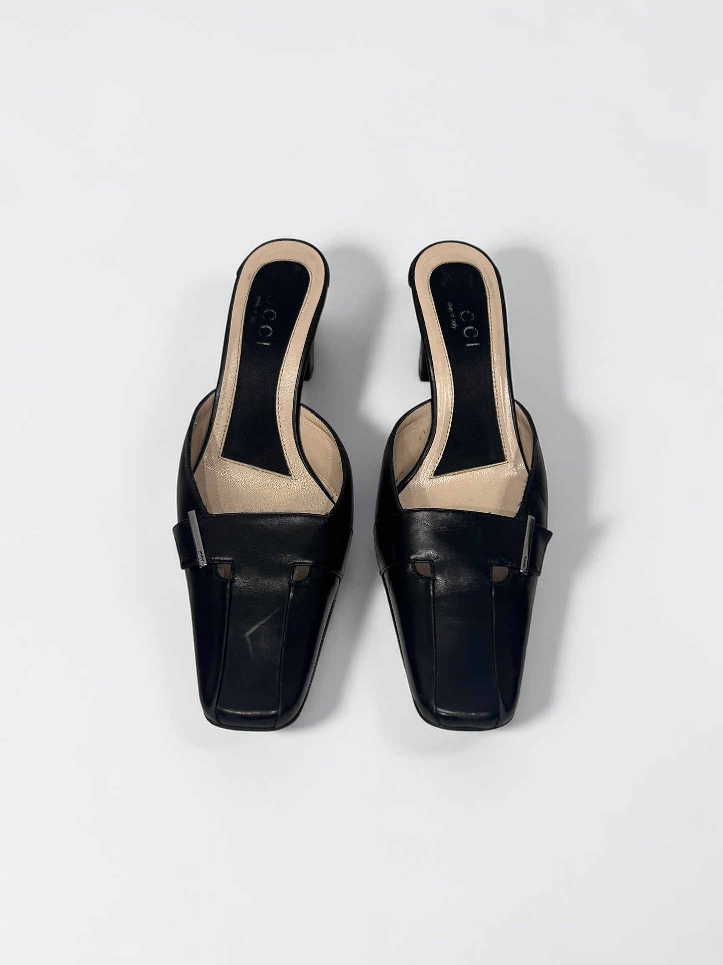 Vintage Gucci Black Leather Mule Heels| Early 2000s
