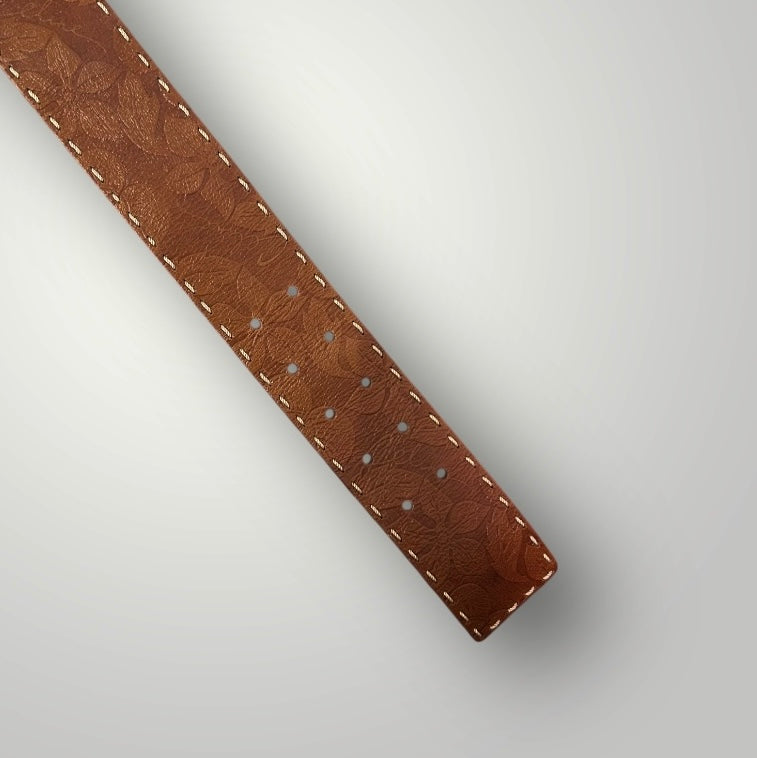 Vintage Celine Floral-Embossed Leather Belt