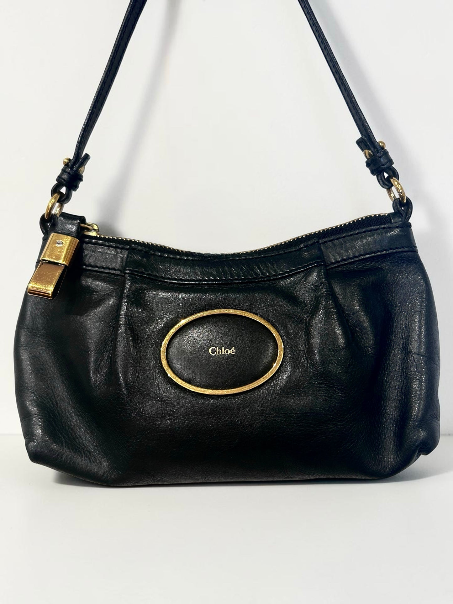 Vintage Chloé Black Leather Shoulder & Crossbody Bag|Early 2000s