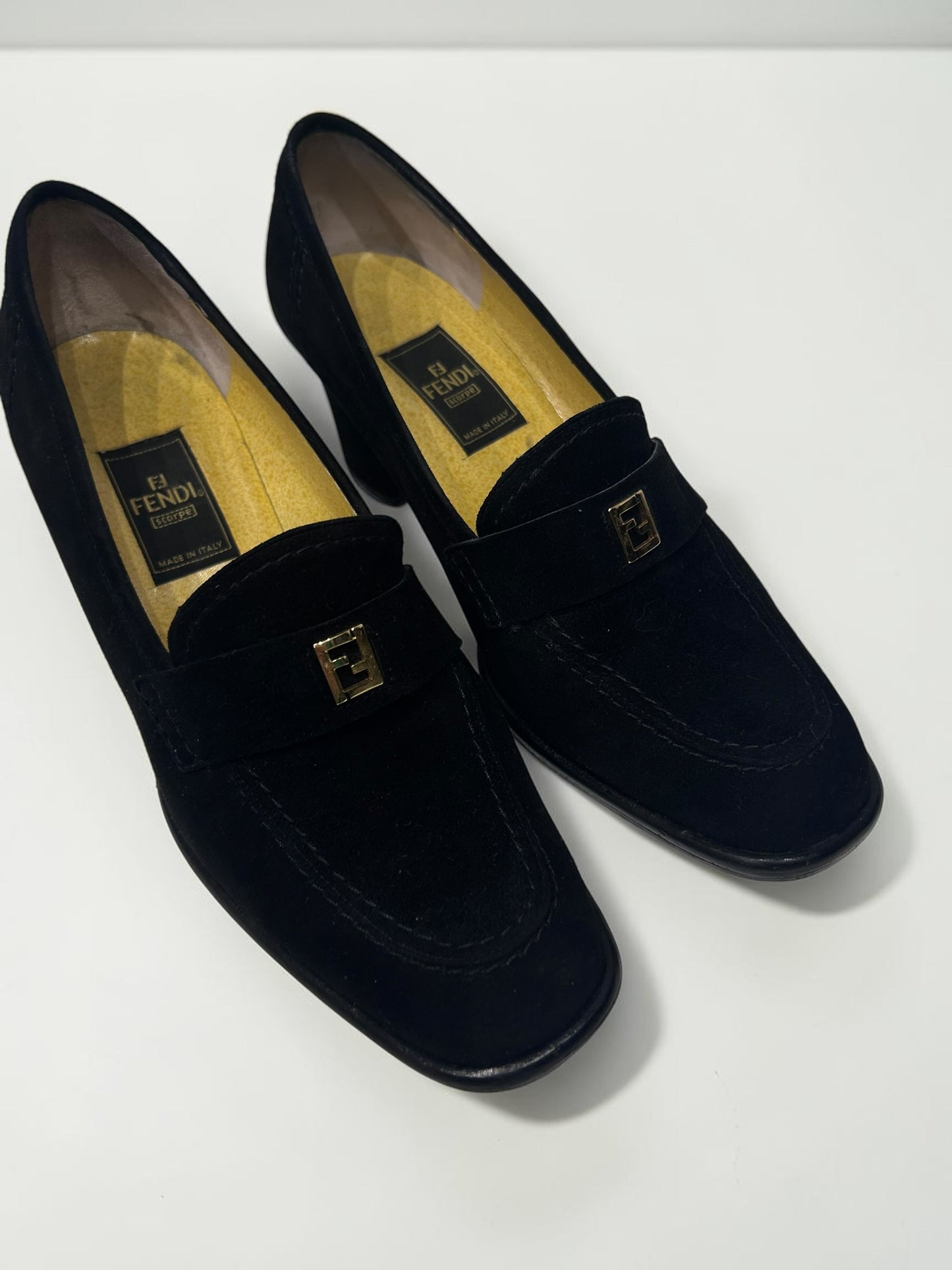Vintage Fendi Suede Heeled Loafers|Late 90s- Early 2000s