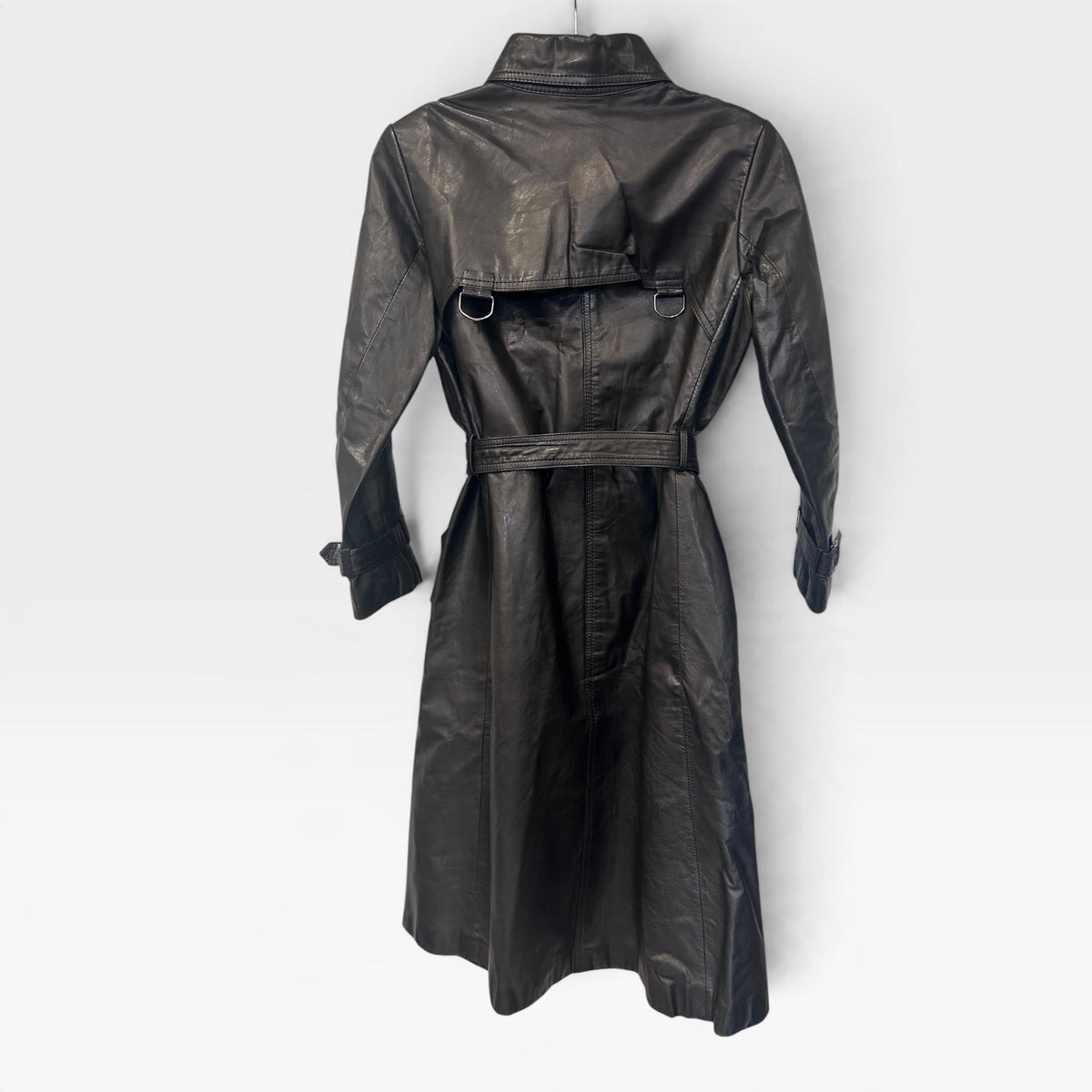 Vintage ROPE Black Leather Trench Coat | Early 2000s