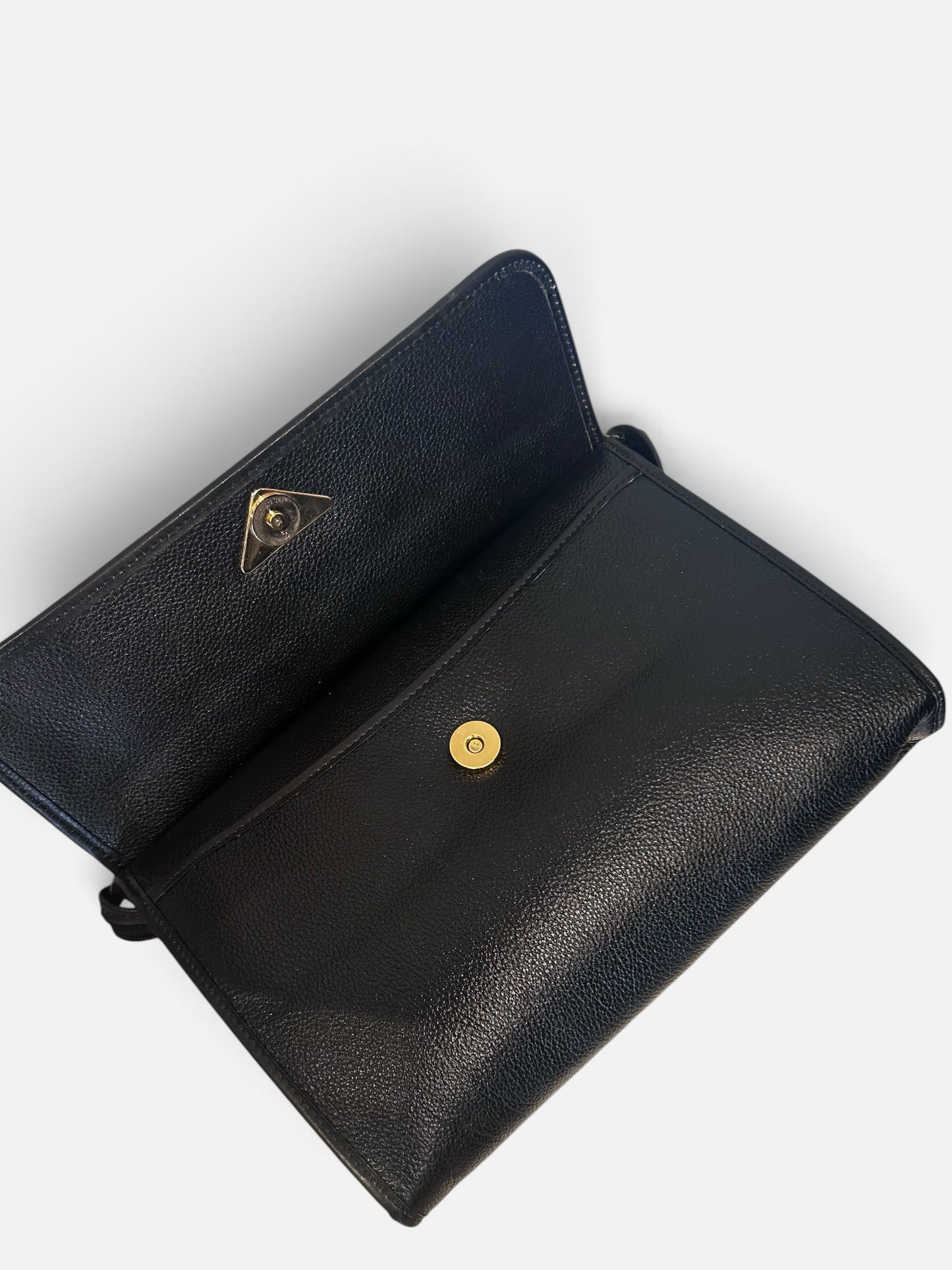 Vintage Yves Saint Laurent Black Leather Envelope Clutch Bag| 1980s