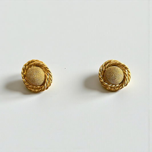 Vintage Gold Plated Rope Twist Clip-On Earrings | 1980s ￼