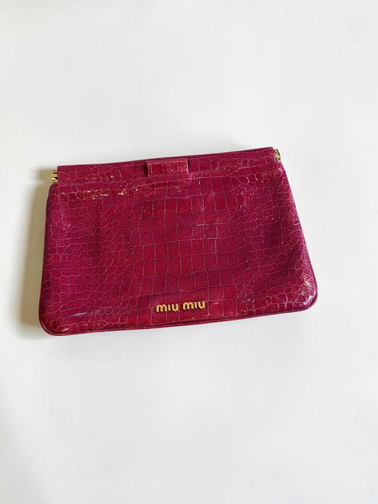 Miu Miu Croc-Embossed Leather Clutch |Early 2000s