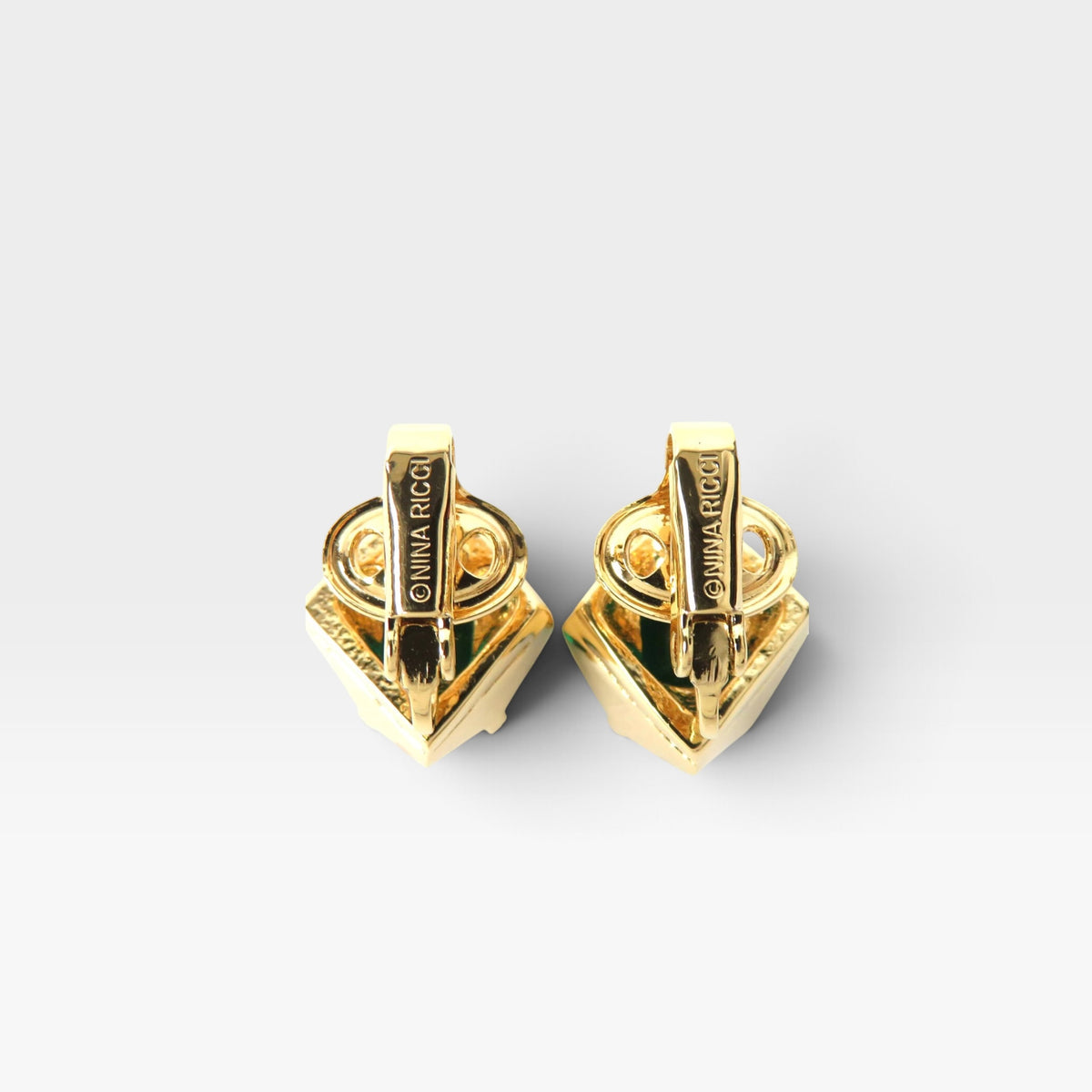 Vintage Nina Ricci Green Crystal Clip-On Earrings | 1990s
