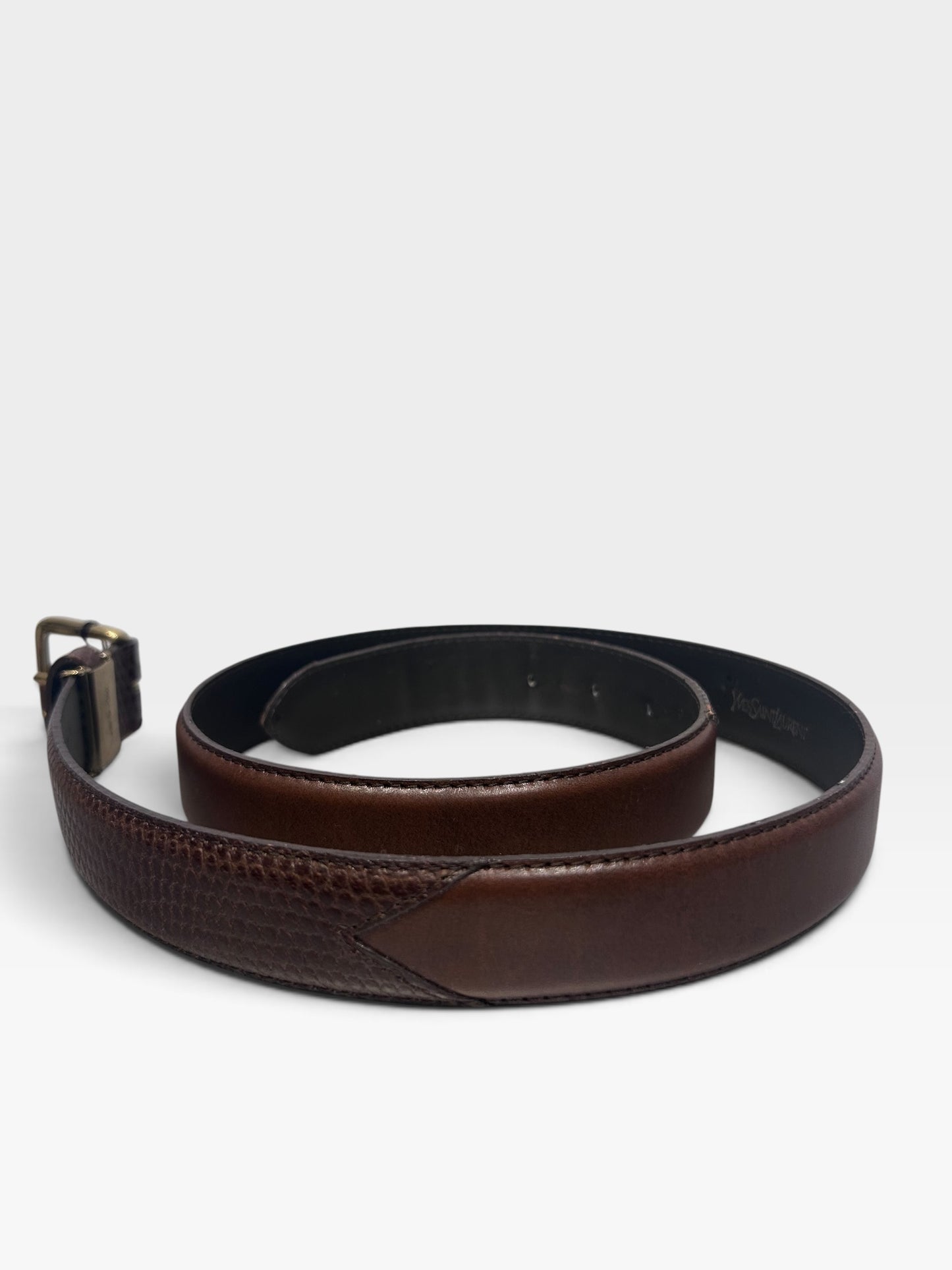 Vintage Yves Saint Laurent Brown Leather Belt | Late 1980s