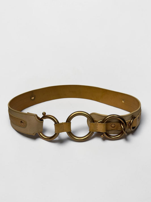 Vintage Chloé Leather Triple Ring Statement Belt| |Early 2000s,Phoebe Philo era