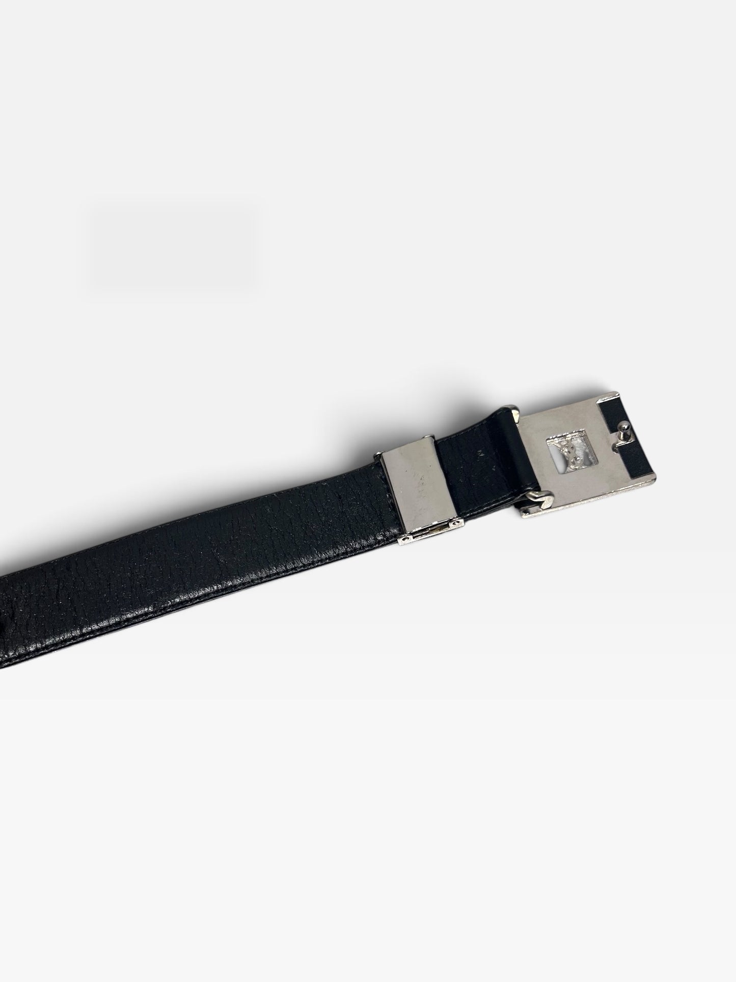 Vintage Yves Saint Laurent Black Leather Logo Belt| 1990s