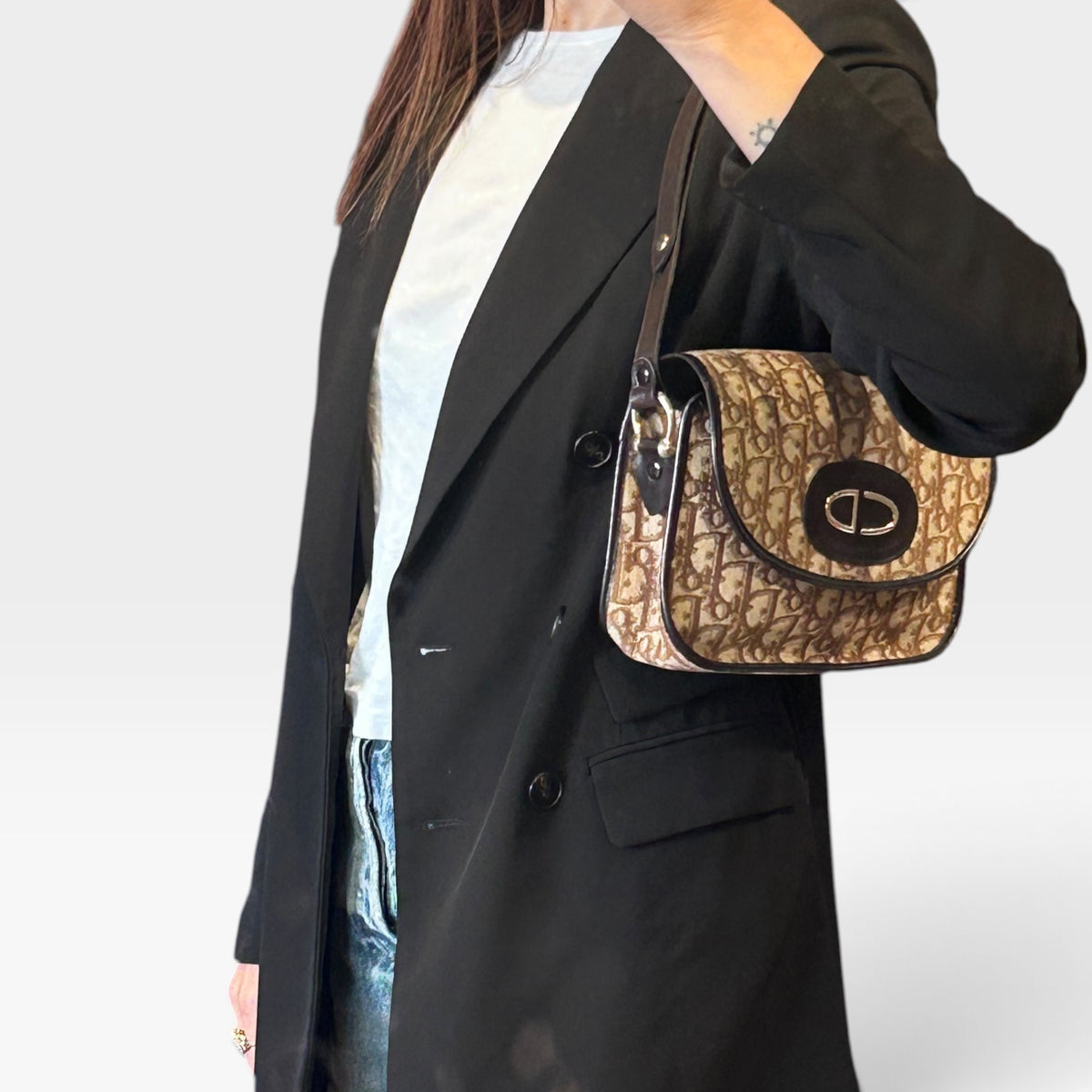 Vintage Christian Dior Oblique Shoulder Bag | Late 1970s-Early 1980s
